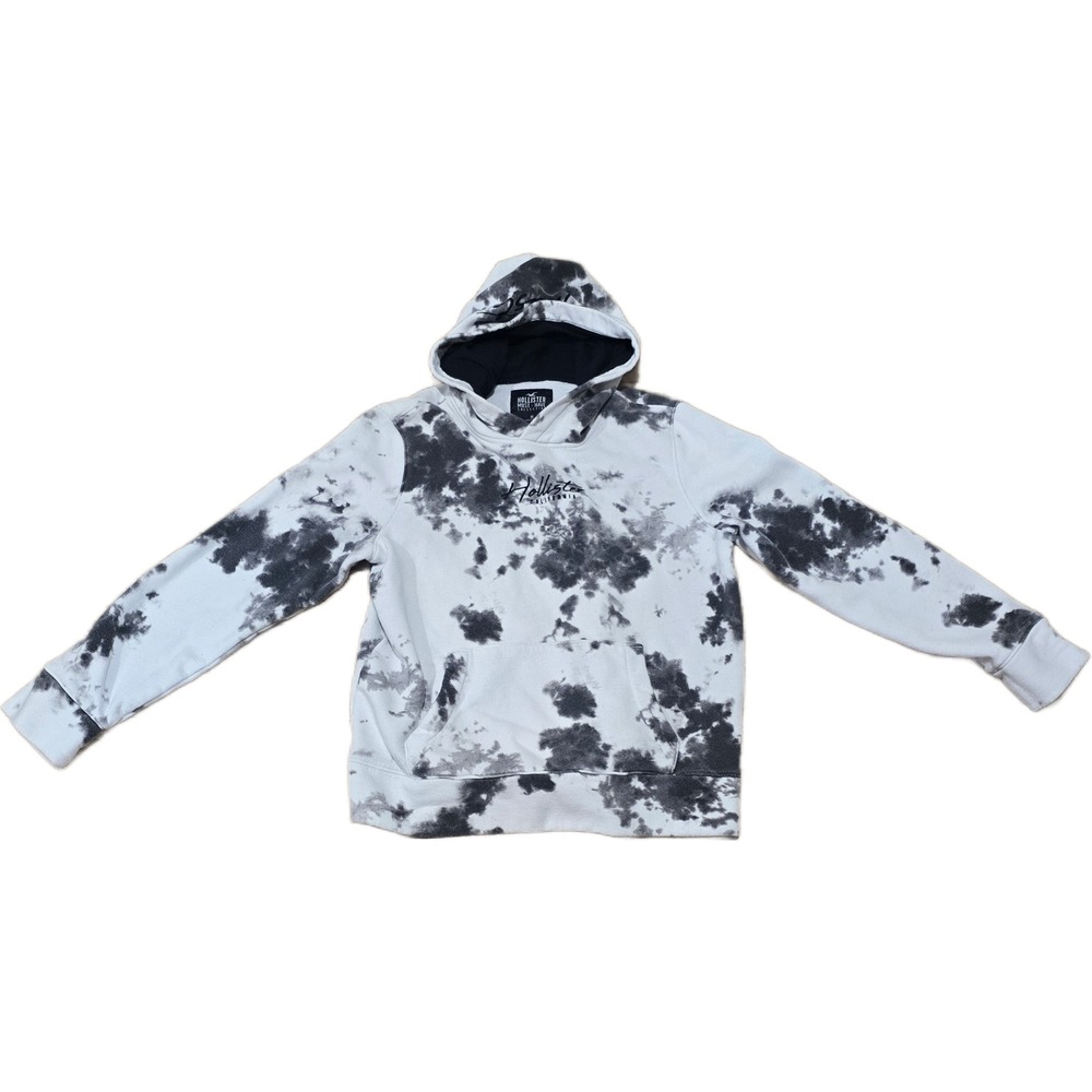 Hollister Must-Have Collection Mens Tie Dye Hoodie White Black Size Medium